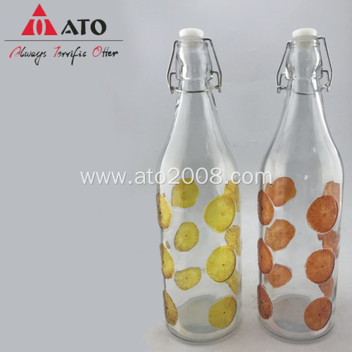 Customized wine bottle Glass Bottle with Clip Stoppers